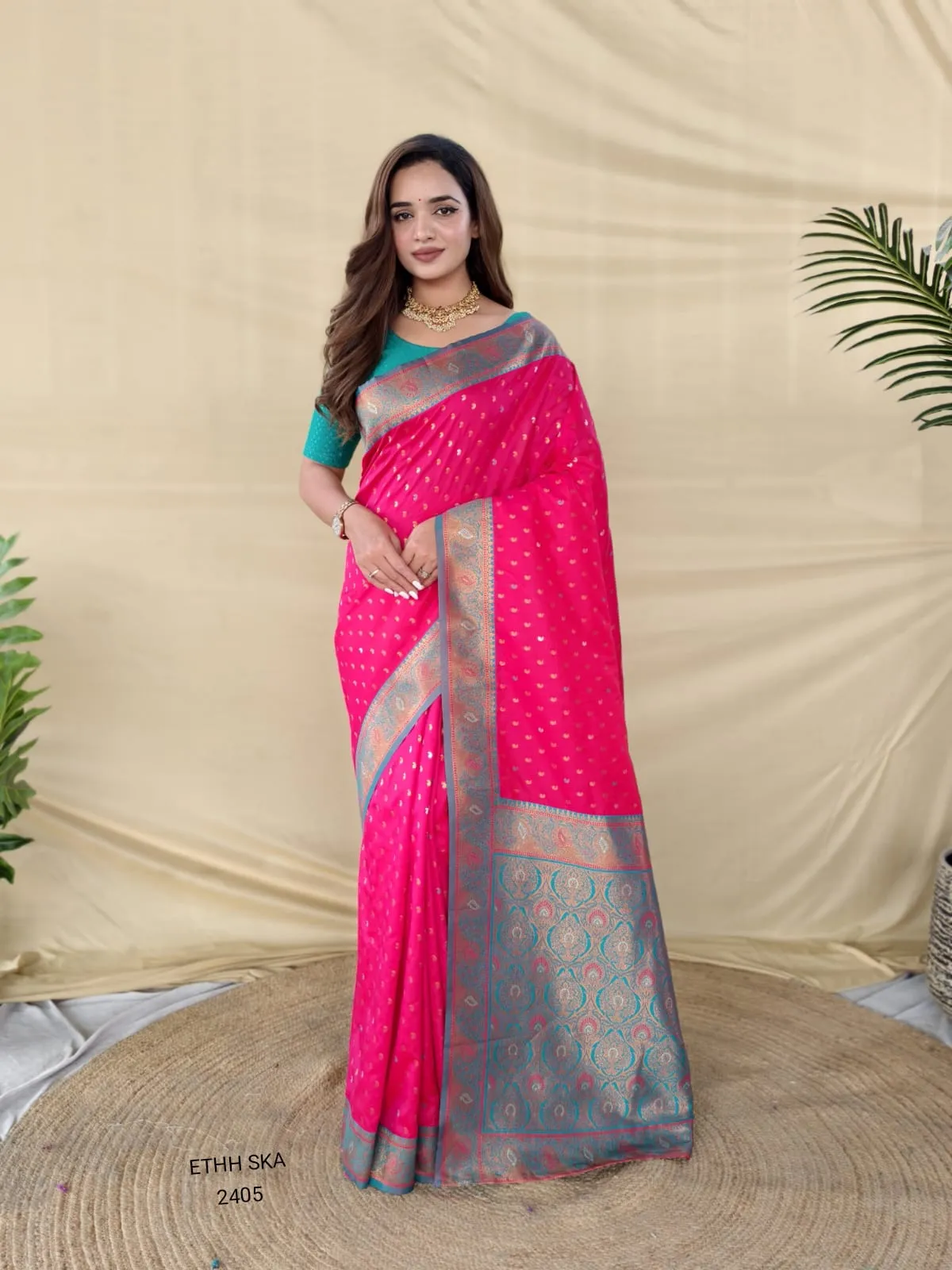 Traditional Banarasi Soft Silk Saree with Contrast Zari Weaving